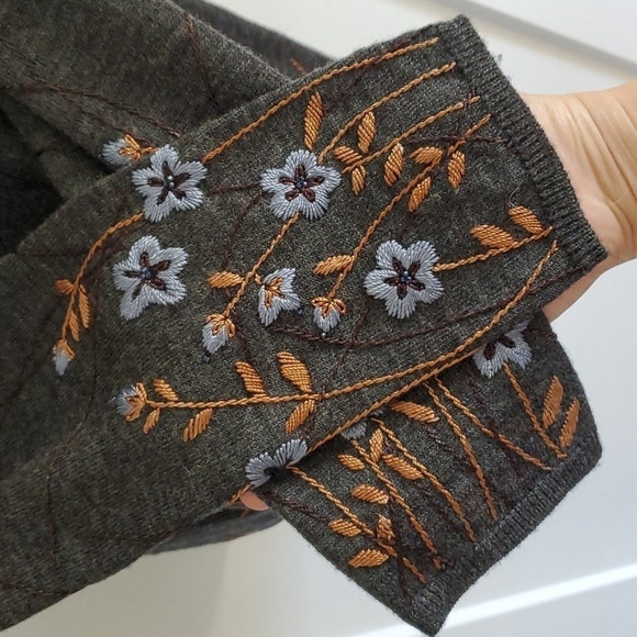 Oscar de la Renta Embroidered Wool blend Cardigan Sweater size small - Picture 4 of 8